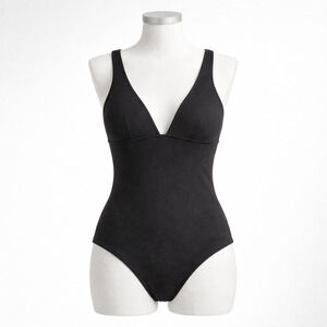 NEW Women's Live Life on the Beach Black Deep V One Piece Swimsuit | Size Medium
